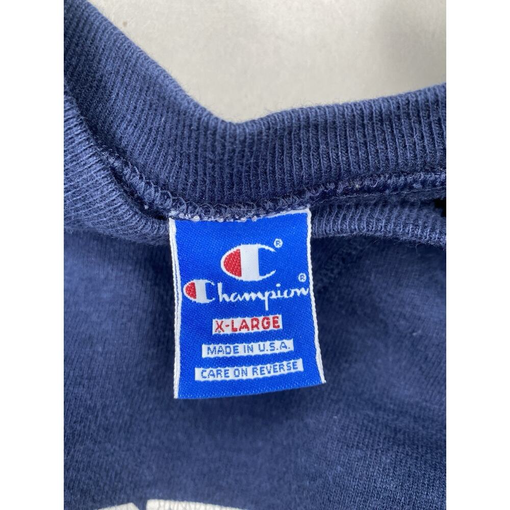 VINTAGE Notre Dame Champion Crew Neck Mens XL Navy Blue Classic College Popover - Picture 6 of 10
